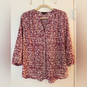 NYDJ Pink & Cream Patterned Split-Neck Top